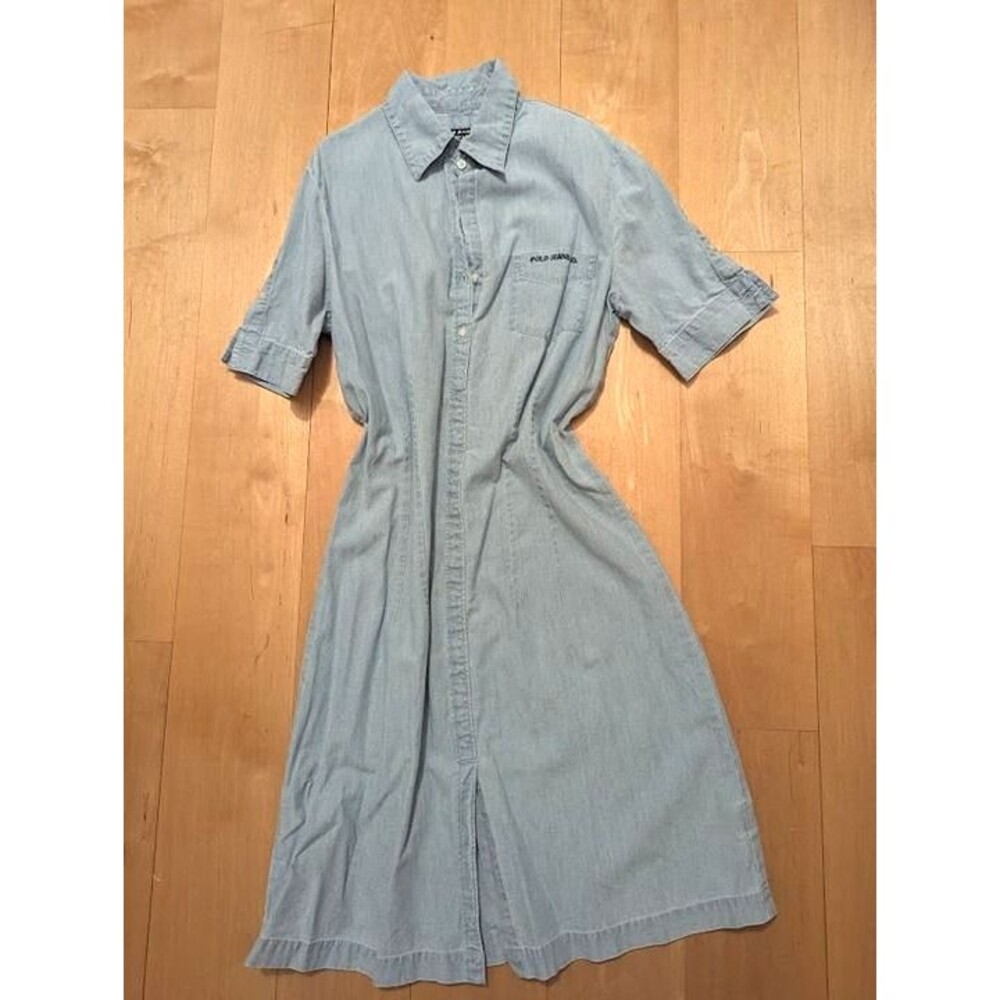 Polo by Ralph Lauren Pale Blue Denim Midi Shirt Dress